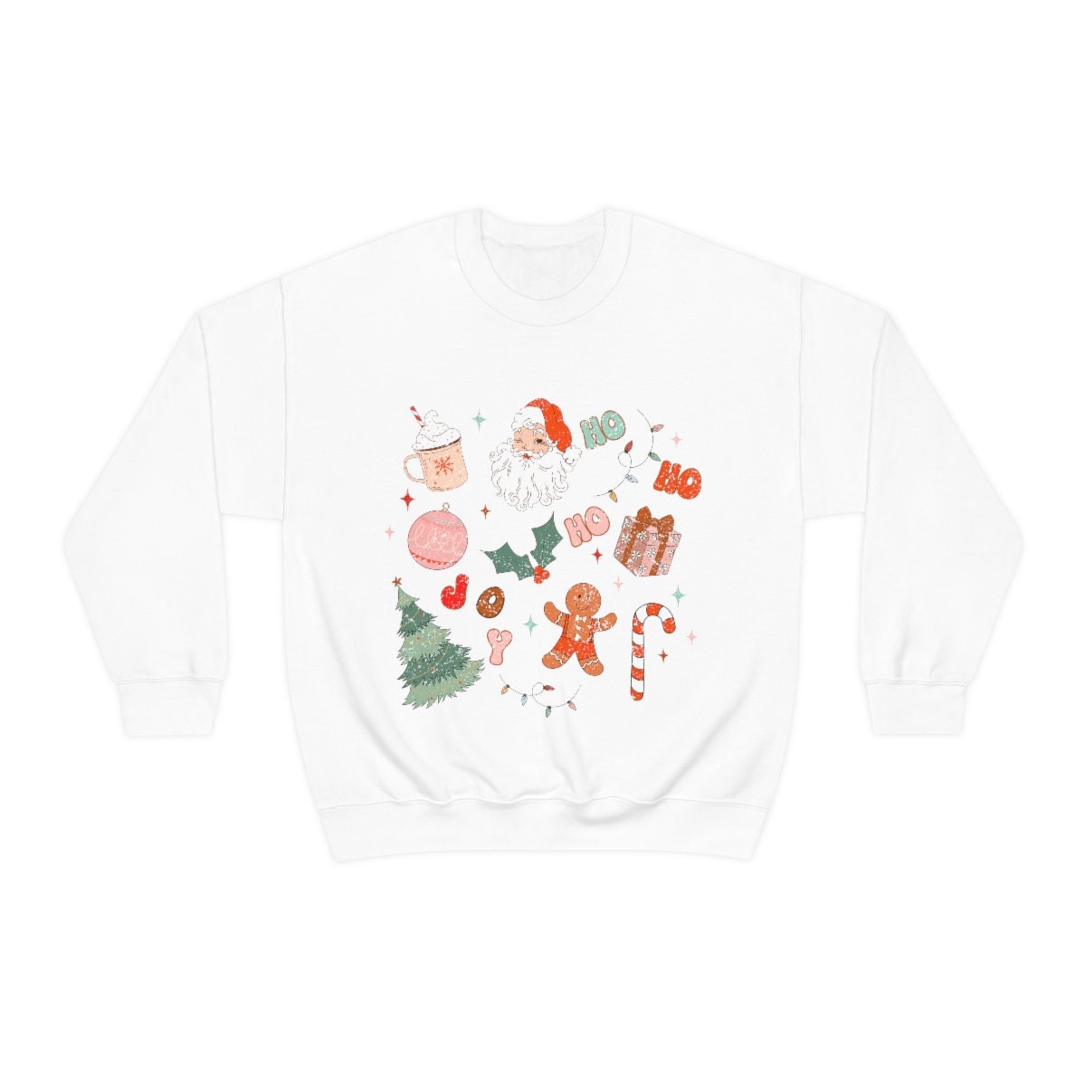 Cute Illustrated Christmas Sweat Shirt Retro Christmas - Etsy