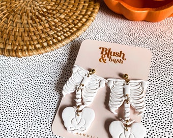 Skeleton Dangle Earrings | Halloween Earrings | Polymer Clay Halloween Earrings