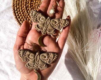 Boho Moth Earrings: Lightweight Nickel-Free Witchy Jewelry