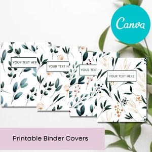 Printable Floral Binder Cover, Customizeable Canva Template, Teacher Student Binder, School Binder Insert
