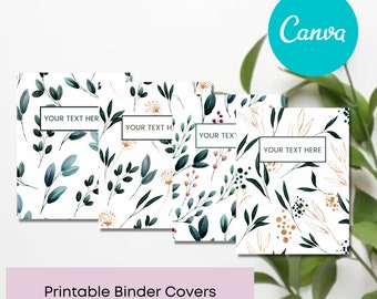 Blue Floral Binder Cover, Customizable School Binder (Canva Template)
