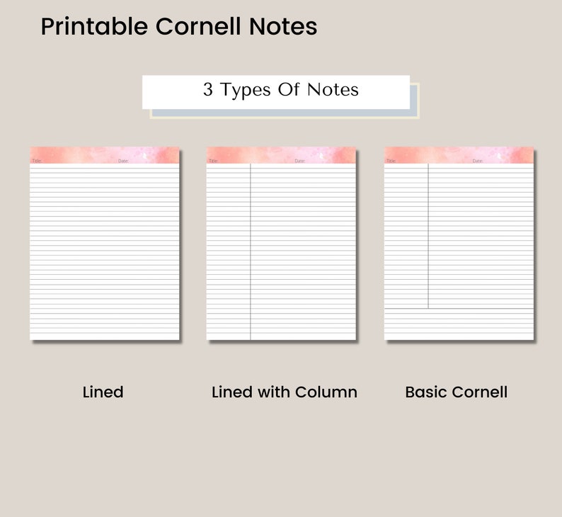 Peach Cornell Notes Printable, US Letter, Canva Template (digital ...