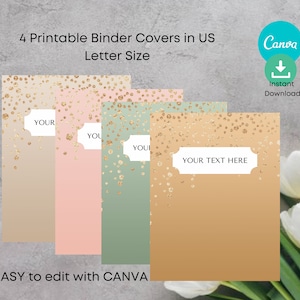 Binder Cover Printable, Editable Binder Cover Template, Canva Template, Teacher Student Binder, School Binder Insert