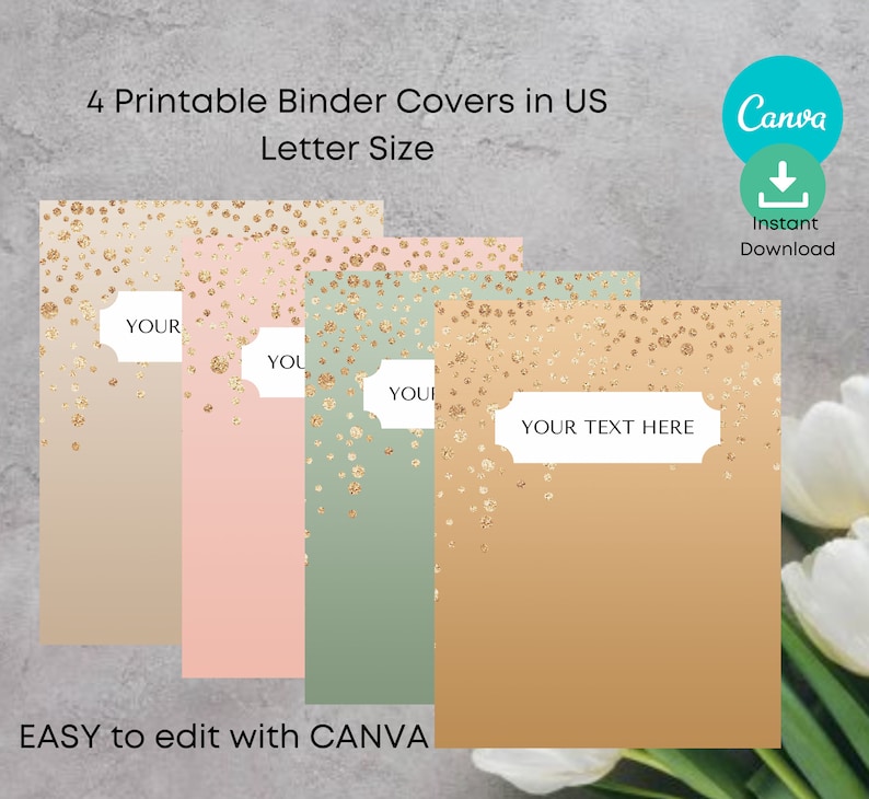 Binder Cover Printable, Editable Binder Cover Template, Canva Template