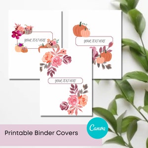 Binder Cover Printable, Floral Pumpkin Editable Template, Teacher Student Binder, Binder Inserts