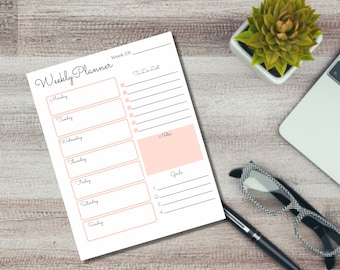 Weekly Digital Planner Printable, Canva Template, US Letter Size, Printable Planner Insert