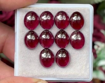 Rhodonite Garnet Oval Cabochons Flat Back loose gemstones lot for Jewelry Making  8x10 mm GR-01