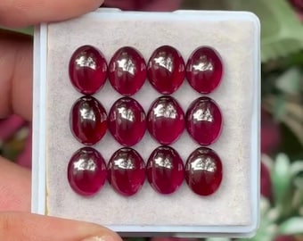 Rhodonite Garnet Oval Cabochons Flat Back loose gemstones lot for Jewelry Making 7x9 mm GR-03