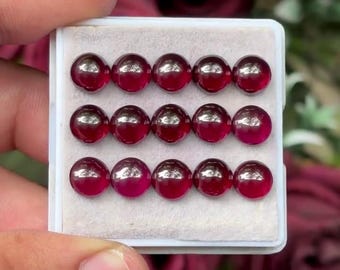 Rhodonite Garnet Round Cabochons Flat Back loose gemstones lot for Jewelry Making 7x7 mm GR-04