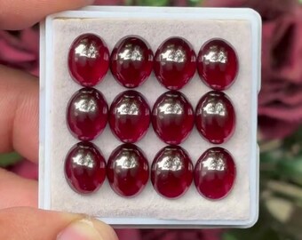 Rhodonite Garnet Oval Cabochons Flat Back loose gemstones lot for Jewelry Making 8x10 mm GR-02