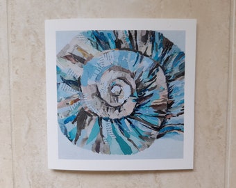 Shell Greeting Card | Green Turban Sea Shell | Art Greeting Card | Paper Collage | Seaisde Cards | Greeting Cards UK