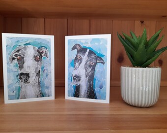 Set of 2 Greyhound Greeting Cards- Greyhound Cards, Sighthound Cards, Whippet Cards