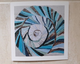 Shell Greeting Card | Green Turban Sea Shell | Sea Shell Card | Textiles Card | Art Greeting Card | Seaside Cards | Greeting Cards UK