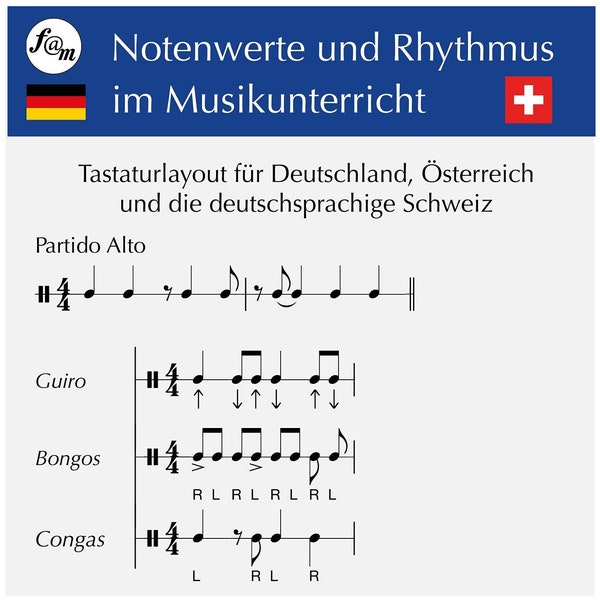 Rhythmen schreiben in Word oder Pages. Lernen Notenwerte Musikunterricht Notenschriftart rhythmus patterns Unterricht Schule