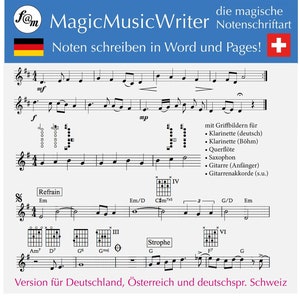 MagicMusicWriter Escribir notas en páginas de Word Ritmo Componer una canción Música Fuente Fuente Fuente de notas Conjunto de caracteres Fuente de música