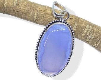 Handmade Blue Agate Pendant: Brass Jewelry, Valentine's Gift