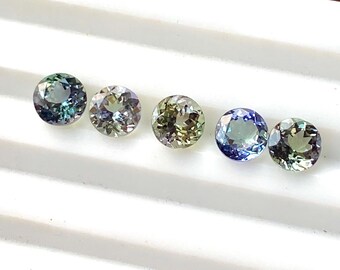 Natural Tanzanite Gemstone: Multi Shade, Authentic, May Birthstone,7MM Round Father day gift