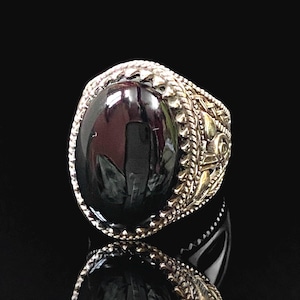Black aqeeq ring-cabochon aqeeq Ring- aqeeq Wedding Ring - Anniversary Ring- unique girl Ring- engagement ring-gift for her-gift for dad