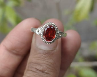 Oval Burma Ruby Sterling Silver Ring: Statement Jewelry