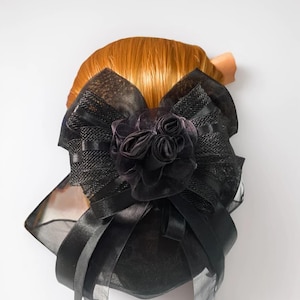Elegant Black Satin Hair Clip Bow