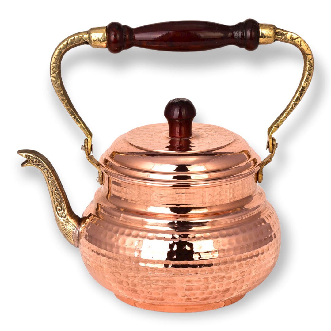 Handmade Copper Italian Kettle, Solid Uncoated Copper Teapot Kettle