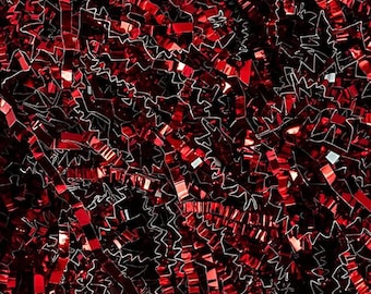Red Metallic Crinkle Cut Paper Shred, Gift Box Filler, 2 oz
