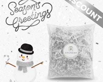 Crinkle Paper Shred Filler, Eco Packaging for Gift Baskets, White Silver