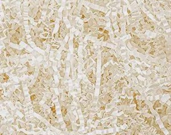 Crinkle Cut Paper Shred Filler, Ivory Gift Basket Packaging, Sustainable Shred (2 oz)