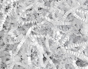 White Crinkle Cut Paper Shred Filler, Gift Basket Packaging, 4 oz