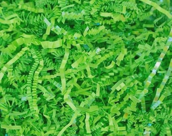 Lime Green Metallic Crinkle Cut Paper Shred, Gift Box Filler (2 oz)