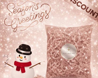 Rose Gold Crinkle Paper Shred Filler, Eco Packaging for Gift Baskets