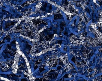 Blue and Silver Metallic Crinkle Cut Paper Shred - 1 lb