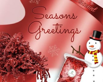 Red Metallic Crinkle Paper Shred Filler, Eco Packaging for Gifts