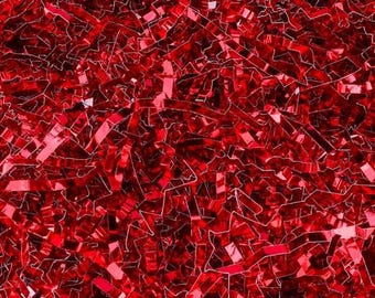Metallic Red  Crinkle Cut Paper Shred Filler,  Gift Box, (8 oz)