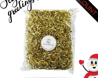 Crinkle Paper Shred and Filler, Eco Packaging for Women's day, Gift Baskets, Gold