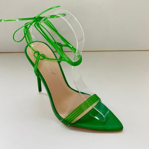 Neon green perspex heels deals