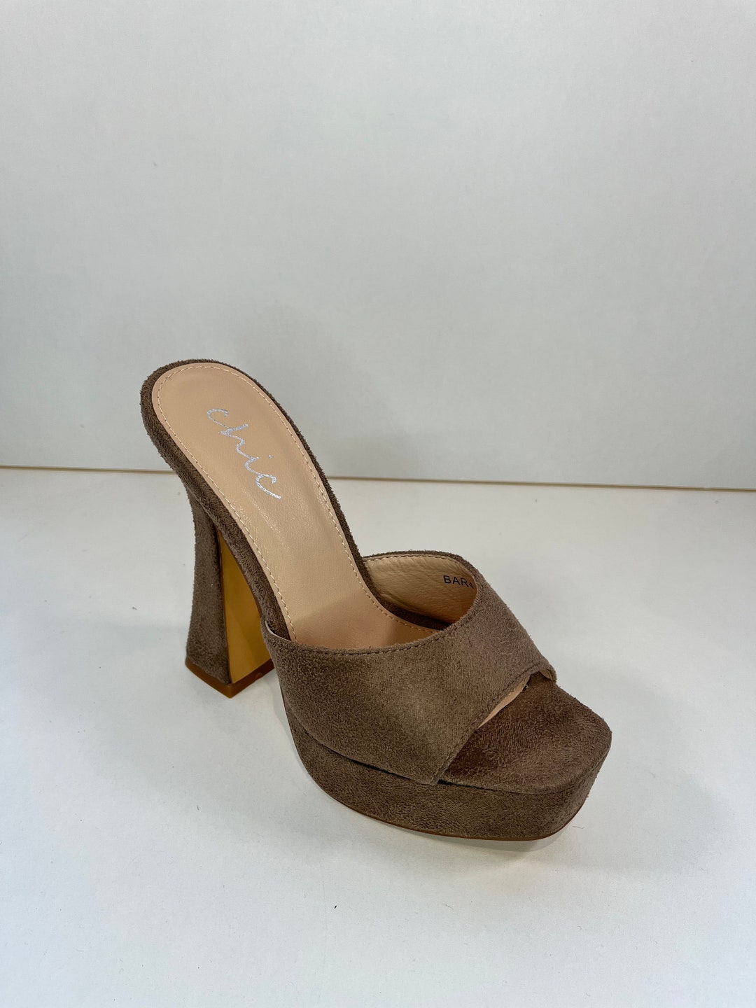 AVA Mocha Chunky Platform High Heel Faux Suede Etsy