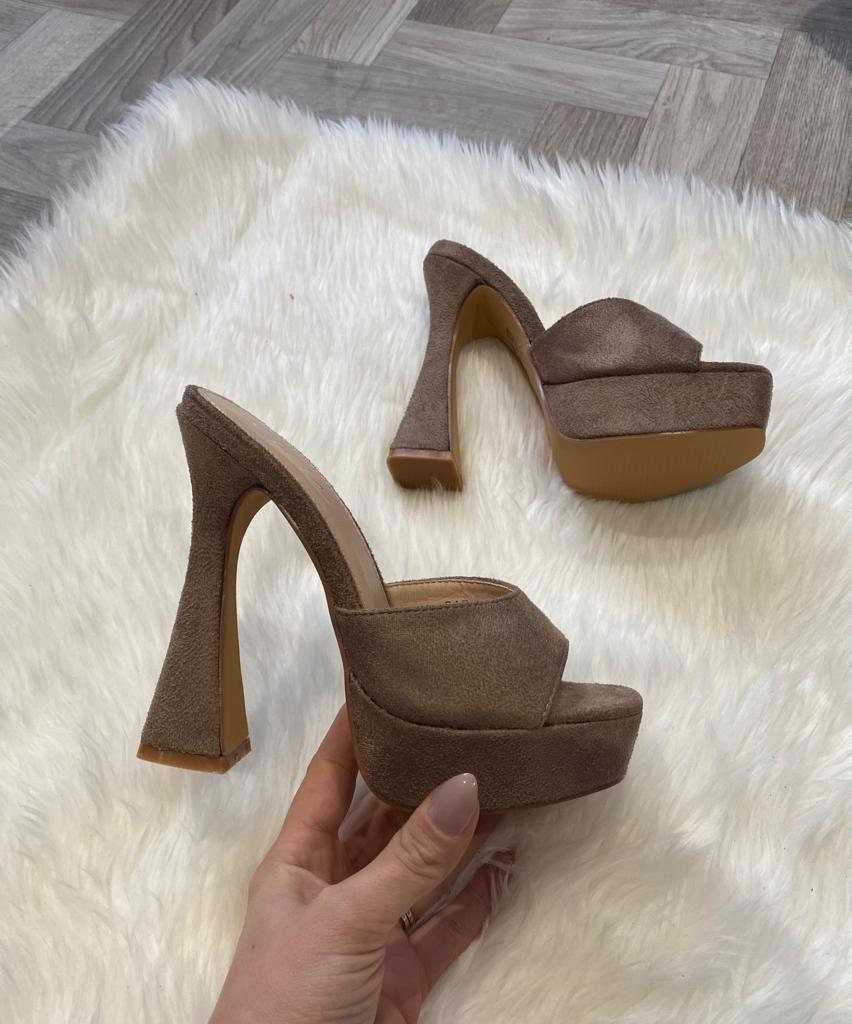 AVA Mocha Chunky Platform High Heel Faux Suede Etsy