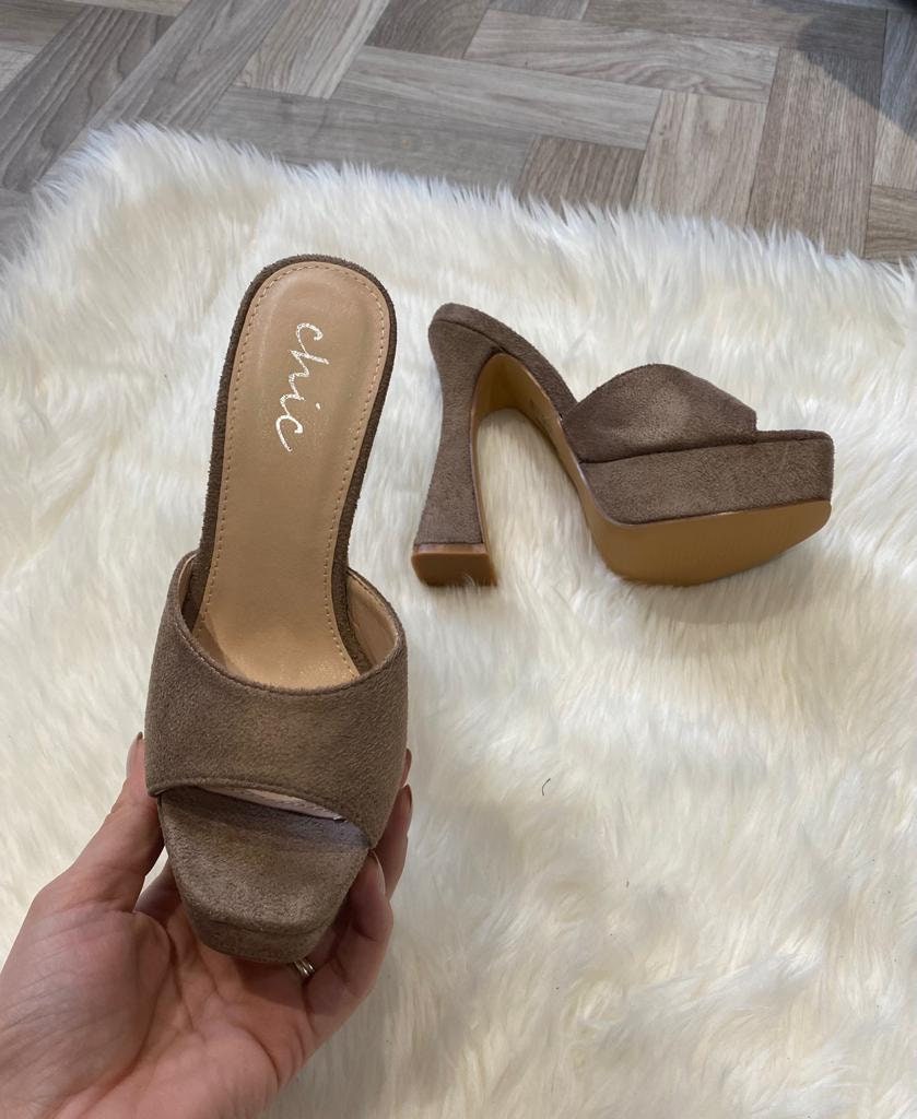 AVA Mocha Chunky Platform High Heel Faux Suede Etsy