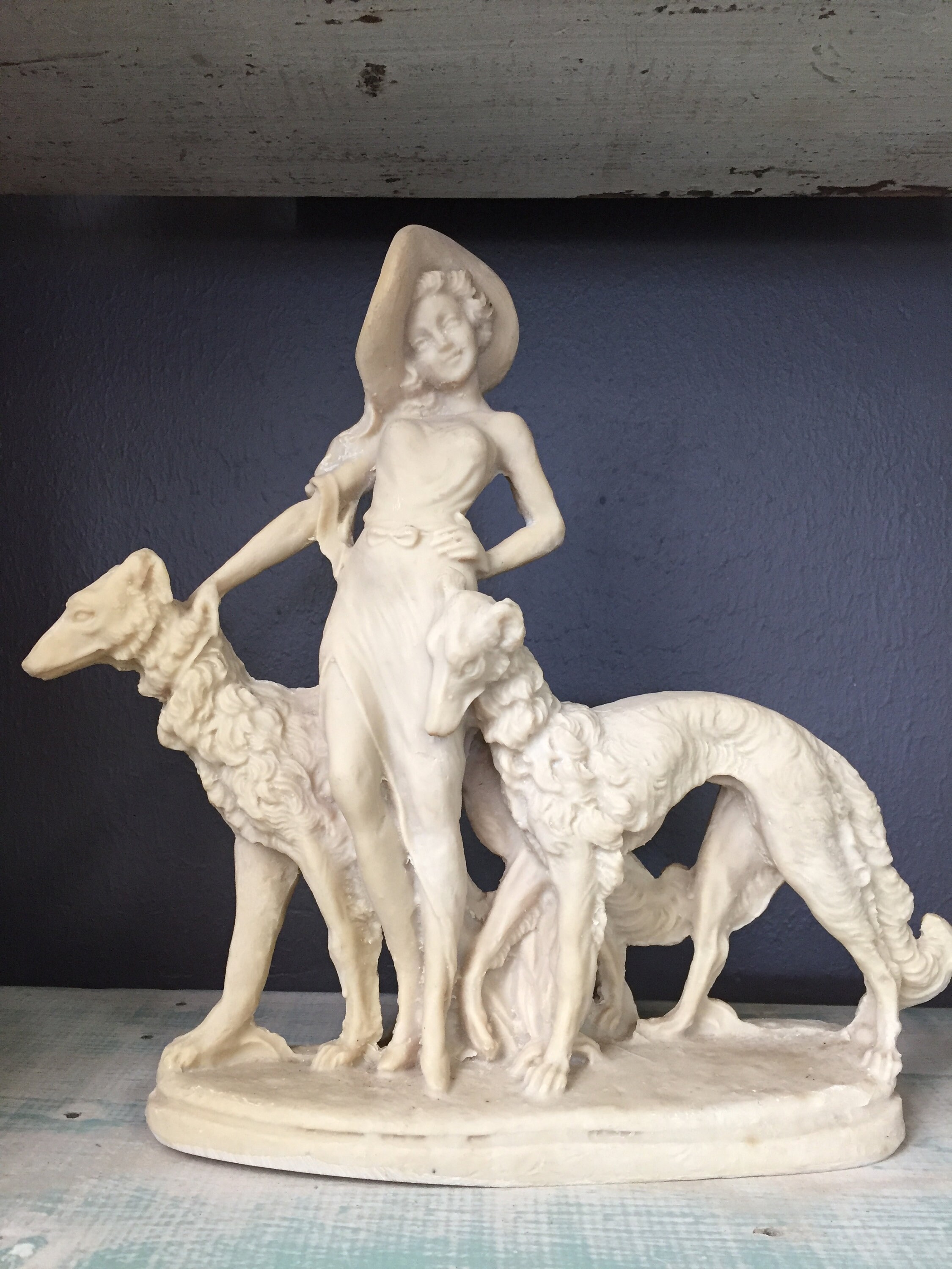 Girl with Dogs figurine Etsy