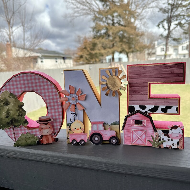 Farm Animals 3D Letter ONE - First Birthday Party Decoration - Etsy