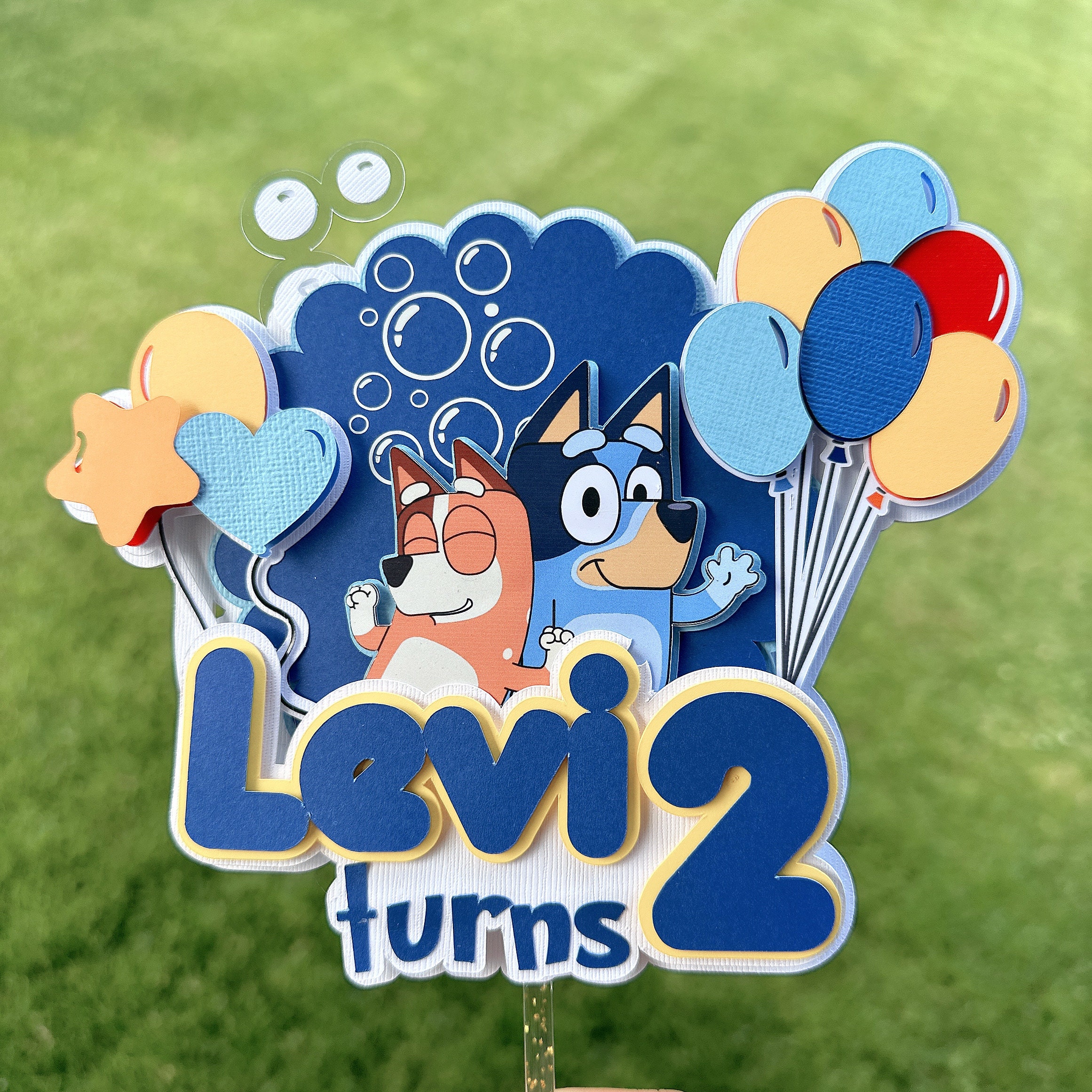 Blue cake topper personalizado