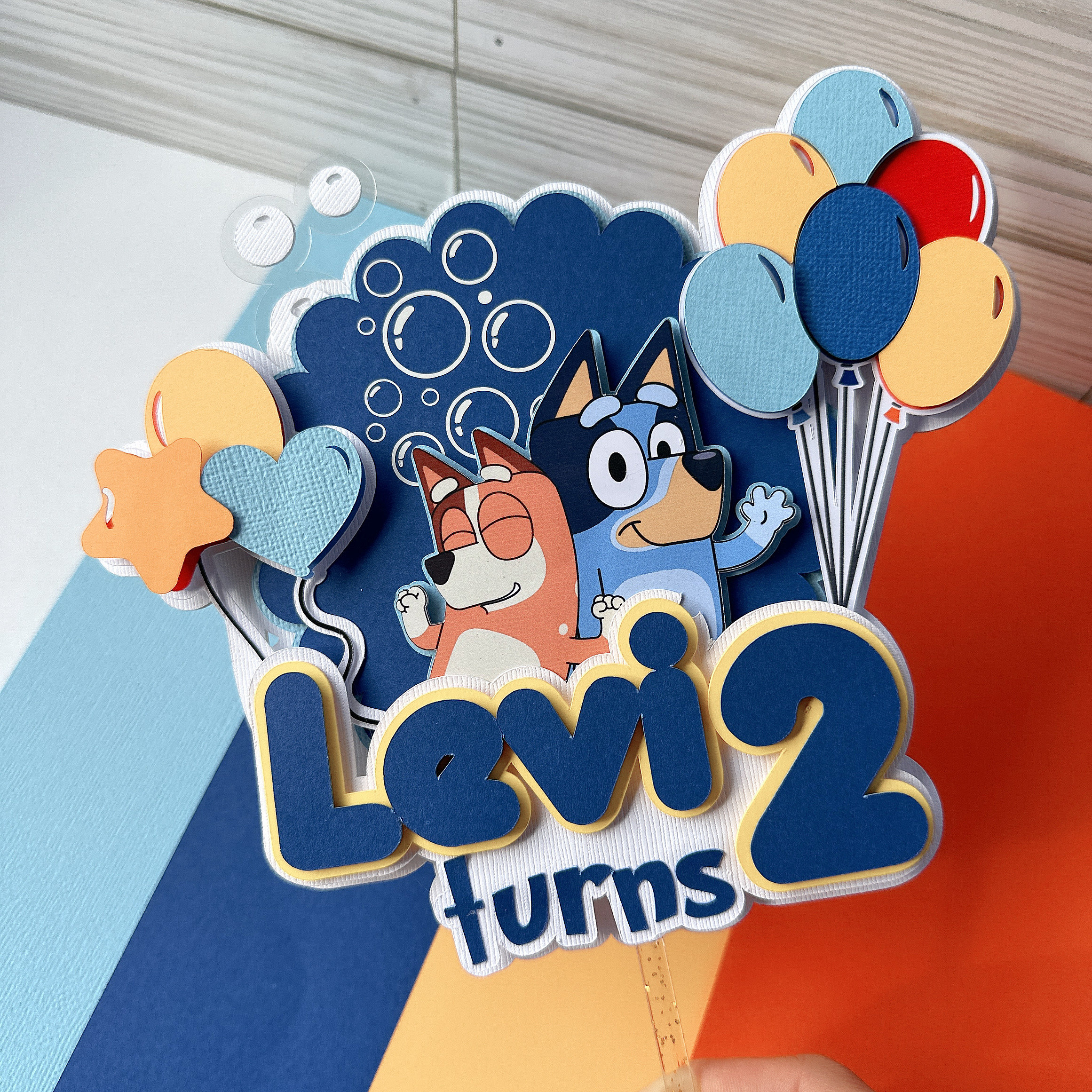 Blue cake topper personalizado