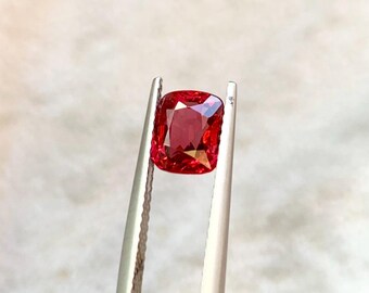 Piedra preciosa de espinela roja, 1,65 ct, talla cojín, origen de Myanmar