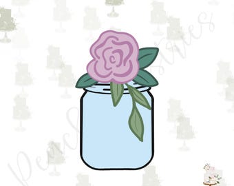 Mason Jar Rose Cookie Cutter