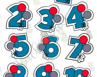 Balloon Number Cookie Cutters - FULL SET (Multiple Size Options)