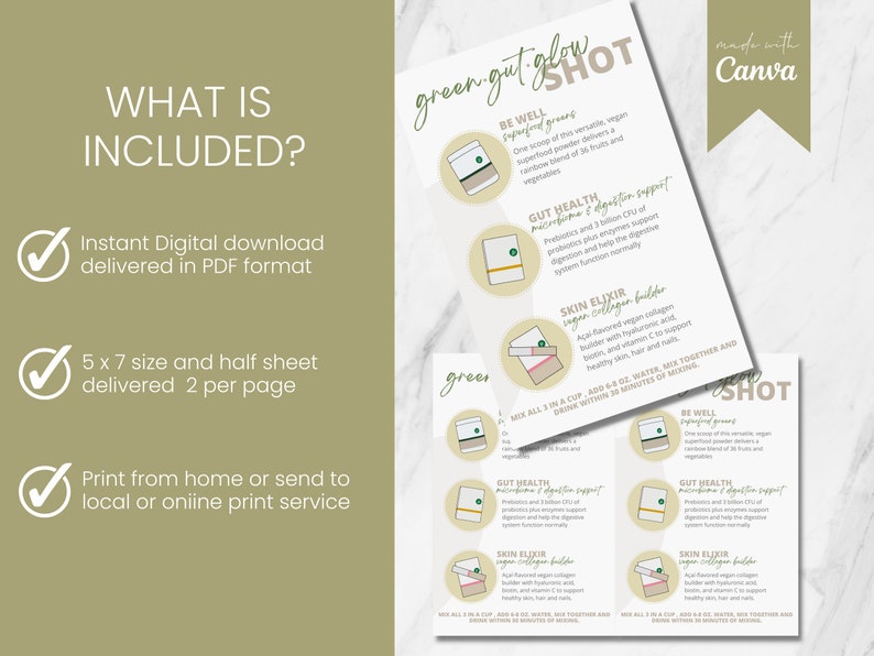 GREEN GUT GLOW Arbonne Inspired Info Card Digital File - Etsy