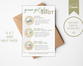 GREEN GUT GLOW Tarjeta de información inspirada en Arbonne - archivo digital