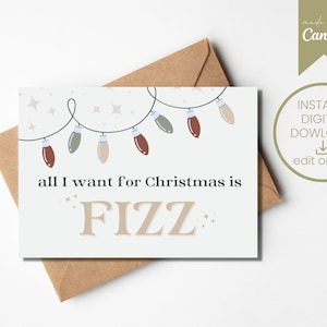 KARTA ŚWIĄTECZNA FIZZ | Arbonne Inspired | Wszystko, czego chcę na Boże Narodzenie | Nowoczesne | Karty klienta | Drukuj w domu | Natychmiastowe pobieranie cyfrowe | Fizz