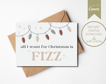 FIZZ HOLIDAY CARD | Arbonne Inspired | All I want for Christmas  | Modern | Client Cards | Print at Home | Instant Digital Download | Fizz